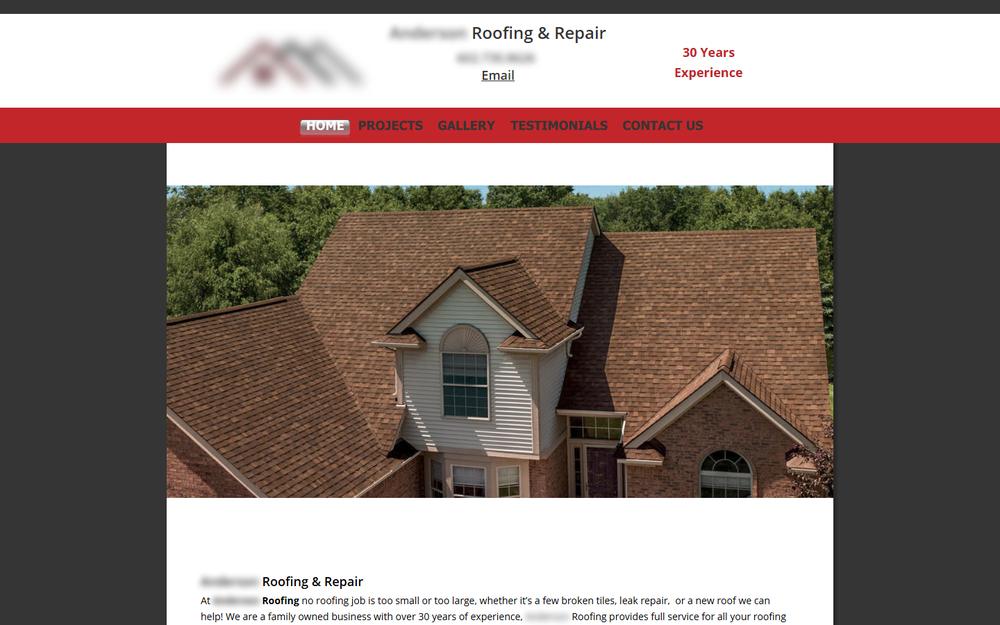 The contractor&rsquo;s existing website, with identifying details redacted.