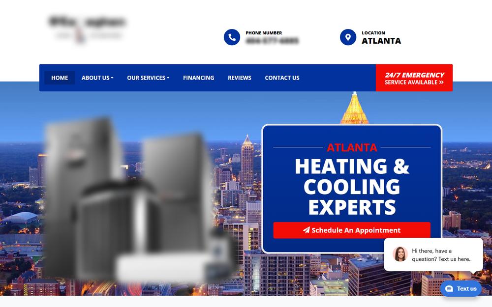 The contractor&rsquo;s existing website, with identifying details redacted.